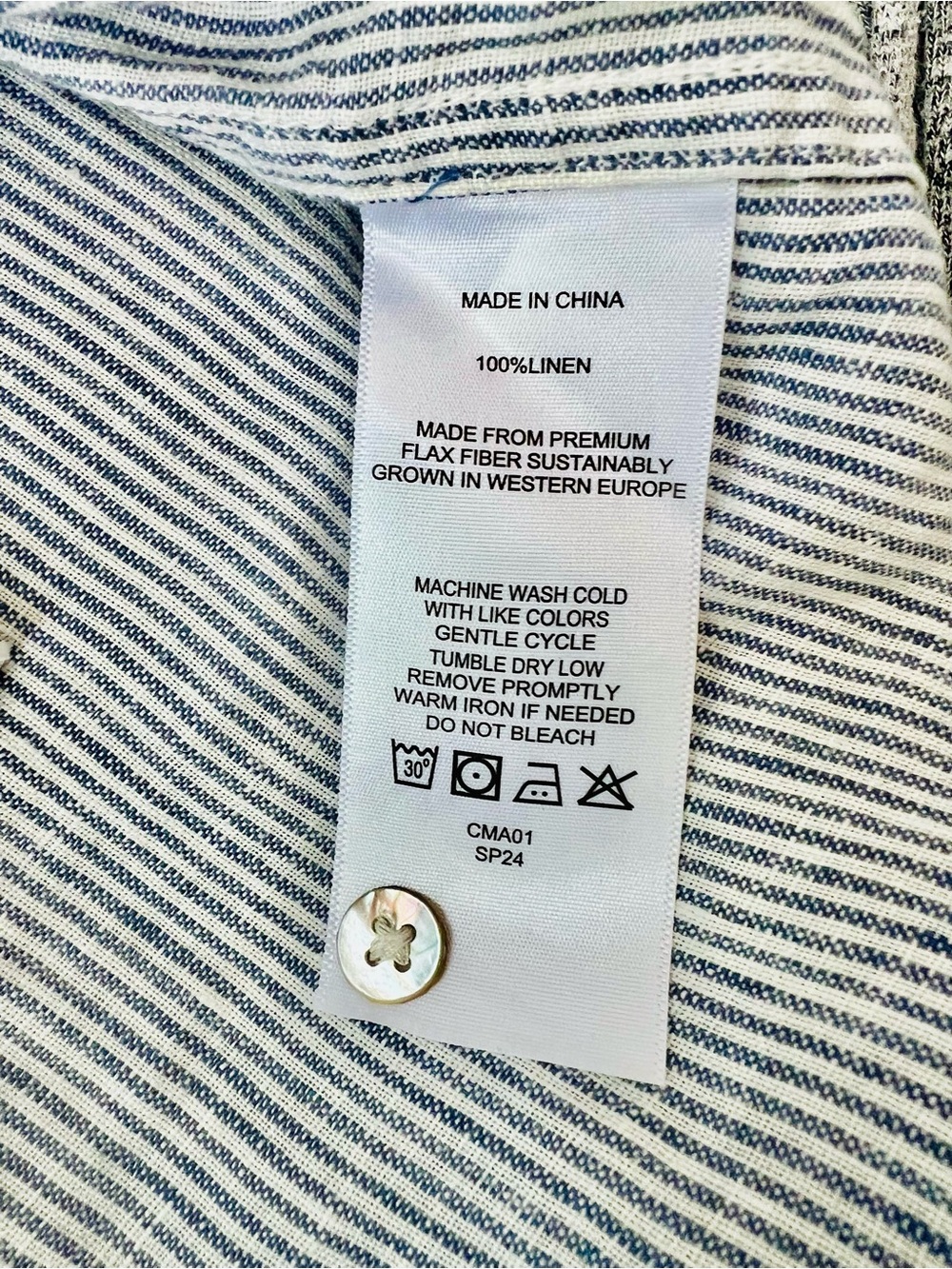 Quince 100% Linen Light Blue Striped Sleeveless Midi Dress - Picture 5 of 12
